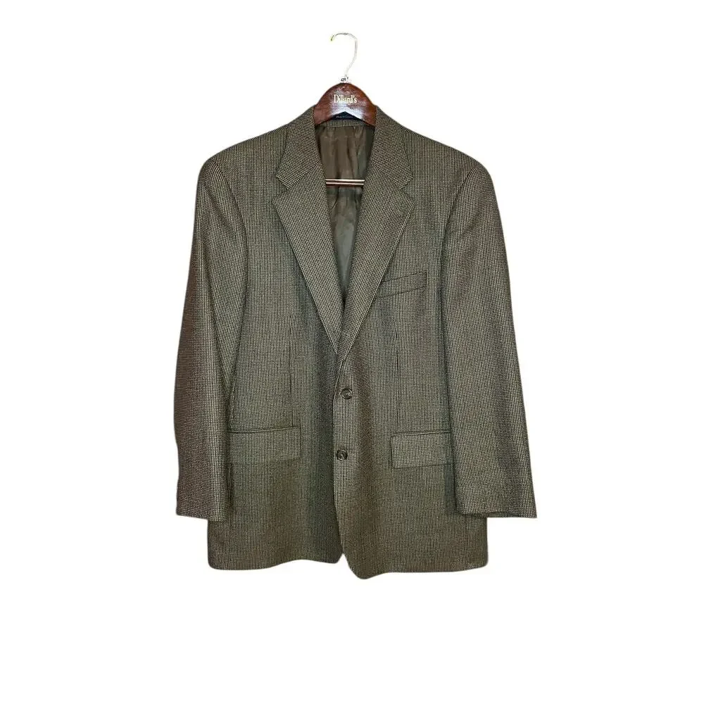 VTG Ralph Lauren Men 43R Brown Houndstooth Tweed 100% Wool Blazer Jacket Chaps